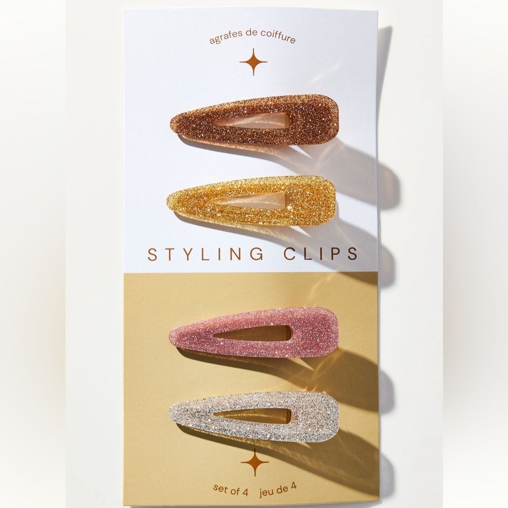 Anthropologie Glitter Styling Clips Set - Gold, Pink, Silver